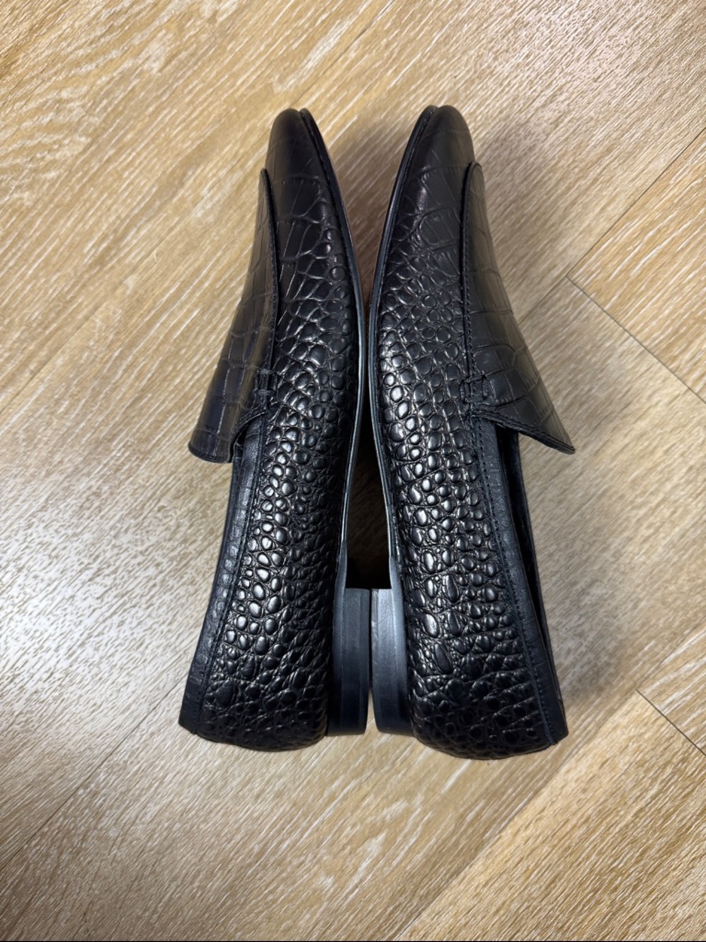 Banana Republic Demi Black Croc Leather Loafers Slip On Smoking Slipper Flats - Picture 4 of 8